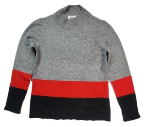 Liz Claiborne Pullover Damen S grau rot schwarz Colorblock Mock Neck Strick - Bild 1 von 6