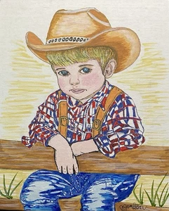 Original Acryl Gemälde "Kleine blaue Augen" 8x10, signiert, nicht gerahmt - Bild 1 von 2