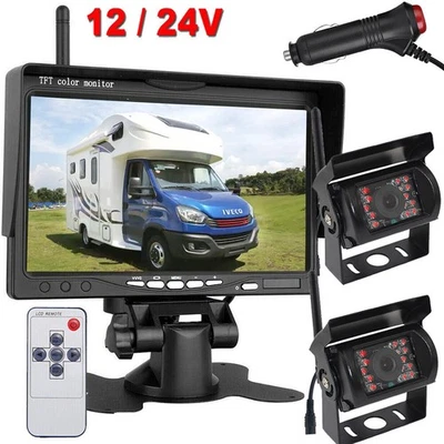 Digital Wireless 7" AHD Monitor Dual Reversing Camera Kit for Truck Caravan RVs - Image 1 of 4