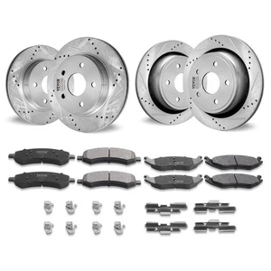 VEVOR Drilled Slotted Front and Rear Brake Rotors Pads Kit for Dodge Ram 1500 - Picture 1 of 2