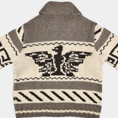VTG J.Crew Cowichan Eagle Sweater Mens XL Lambswool Shawl Collar Full Zip 2004 - Image 1 of 4