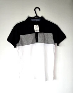 NEU George Jungen Poloshirt Alter 7-8 Jahre (122-128 cm) schwarz grau weiß Farbe Blo - Bild 1 von 5