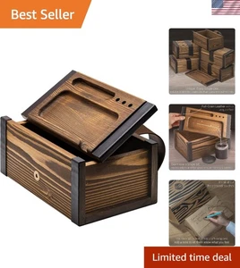 Handcrafted Wooden Box with Tray - Rustic Storage Organizer - Picture 1 of 7