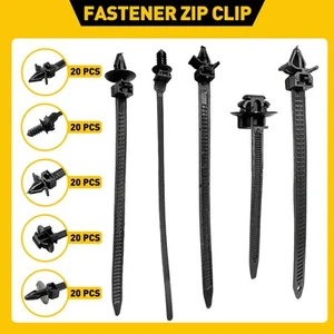 100PC Cable-Ties Zip Wrap Push Rivet Clip Wiring Loom Harness Fastener 8" 7" New - Picture 1 of 22