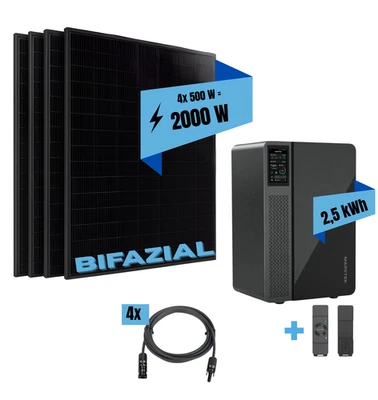 SOLAR Balkonkraftwerk 2000Watt mit Speicher Marstek Jupiter C 2,56 kWh Komplettset