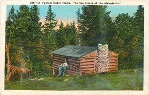 Postal típica de cabaña casa ahumada Unaka Blue Ridge Mountains tintada a mano - Imagen 1 de 2