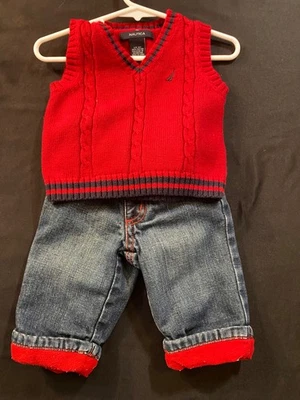 Conjunto Niño - Chaleco Náutica y Jeans Antiguos Azul Marino Talla 3-6 Meses Foto 1 de 2