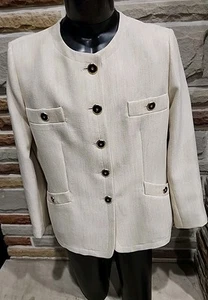 Kasper Women's Blazer Jacket Lined Long Sleeve Ivory Size 18. Twill - Picture 1 of 12