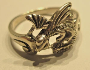 ANILLO DRAGÓN PLATA ESTERLINA TALLA O - Imagen 1 de 2