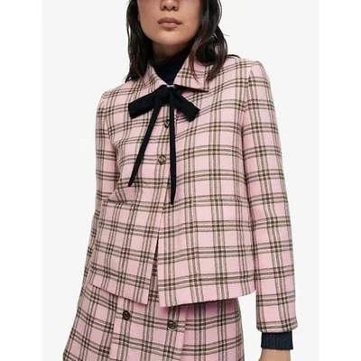 Chaqueta de lana a cuadros MAJE VAD en rosa para dama talla FR 34/UK 6 Foto 1 de 4