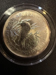 Moneda de 5 dólares de plata Australia Kookaburra Bird Australian 1990 1 oz BU D34655 - Imagen 1 de 2