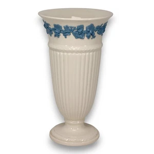Wedgwood Embossed Queensware 11" Trumpet Vase Lavender Cream England Vintage - Picture 1 of 7