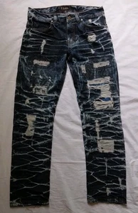 Rue 21 Black Premium Jeans Distressed Destroyed Thrashed Slim Men's 30 x 30 - Picture 1 of 14