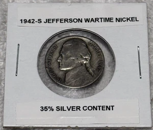1942-S THOMAS JEFFERSON WARTIME NICKEL - 35% Silver - Uncirculated/Circulated? - Picture 1 of 2