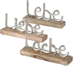 Bulloni scritta vita amore risata supporto decorativo decorazione tovaglia set da 3 alluminio - Foto 1 di 4