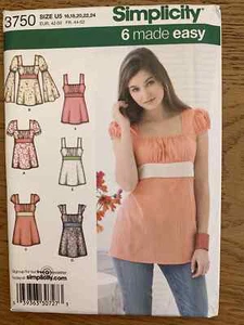 Simplicity 3750 women's tops sewing pattern, uncut - Picture 1 of 1