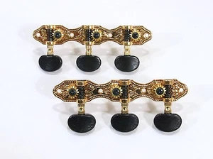 Classical Guitar Gold Plated Tuner Black plastic Button 405G-A2B - Picture 1 of 5