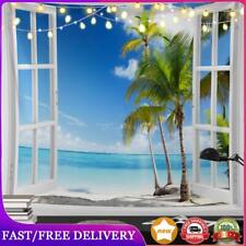 Tapestry Polyester Printed Window View Beach Wall Hanging Rugs Decor (100X75CM) 