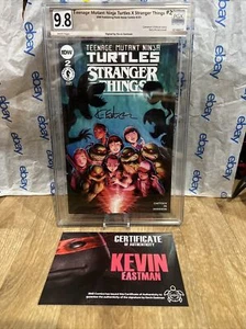 TEENAGE MUTANT NINJA TURTLES X STRANGER THINGS 2 Pgx 9.8 Not CGC Signed Eastman - Picture 1 of 8