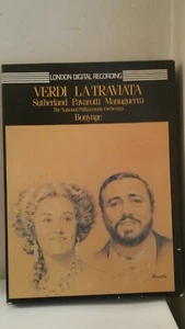 VERDI LA TRAVIATA Sutherland Pavarotti Bonynge 2×CASS Box book 1981 Decca UK VG+ - Picture 1 of 5