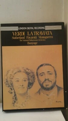 VERDI LA TRAVIATA Sutherland Pavarotti Bonynge 2×CASS Box book 1981 Decca UK VG+ - Image 1 of 4