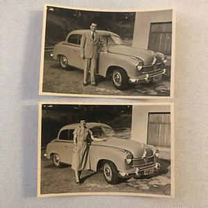Vintage Photo Photograph Lot of 2 Man Woman Borgward Car ? Germany 1954 AL22SM1 - Picture 1 of 7