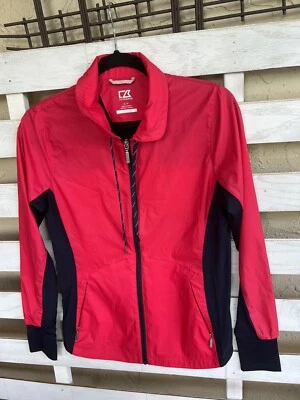 Chaqueta de golf CUTTER & BUCK CB WeatherTec roja con cremallera completa para mujer talla S. Foto 1 de 4