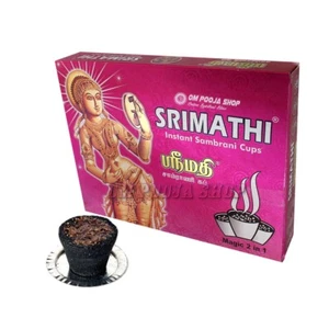 Srimathi Sambrani Natural Dhup Dhoop Cups Pack of 2 Fragrances Om Pooja Shop - Picture 1 of 2