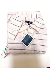 Mens Club Room Pink White Horizontal Stripe Button Down Long Sleeve Shirt L