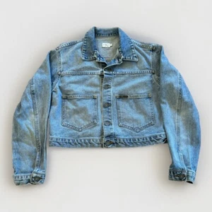 Calvin Klein Jean Jacket Womens M Cotton Denim Cropped 90s Vintage - Picture 1 of 8