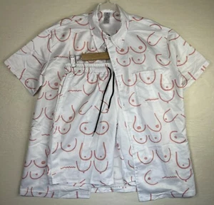 Hawaii Brüste Herren Medium Rosa Hemd Shorts Set Brüste Tölpel - Bild 1 von 8