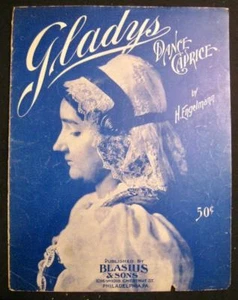 Gladys Dance Caprice Antique Large Sheet Music 1905 Piano Solo H Engelmann (O) - Picture 1 of 5
