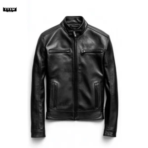 Biker Leather Jackets-  Leather Jacket Genuine- Brando Classic Leather -S-5XL - Picture 1 of 13