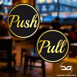 Push & Pull Door Vinyl Decal Adhesive Sticker Shop Hotel Business Safety Signs - Picture 1 of 4