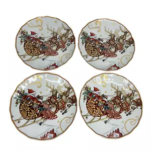 Williams Sonoma Twas The Night Before Christmas Santa Sleigh Salad Plates 4 - Picture 1 of 4