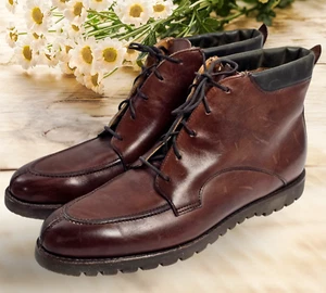 Cole Haan Country Boots Size 11 AA Brown Leather Ankle Lace Up Booties NEW - Picture 1 of 10