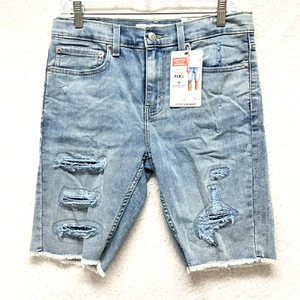 Levi Strauss Signature Super Flex Shorts Youth Boy Size 18 - Cut Off Slim Denim - Picture 1 of 14