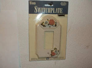 PLACA INTERRUPTOR "FIGI" MADERA PINTADA BLANCA FLORAL 092626324127 TOTALMENTE NUEVA - Imagen 1 de 3