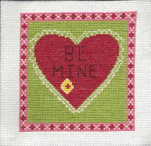 Completed BE MINE HEART Finished Cross Stitch - 5" x 5" - Picture 1 of 1