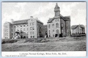 Postal de Saenger marrón anterior a 1907 de Lutheran Normal College Sioux Falls South Dakota - Imagen 1 de 2