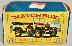 VINTAGE 1966 MATCHBOX Y-13 YELLOW 1911 DAIMLER WITH ORIGINAL BOX MADE IN ENGLAND
