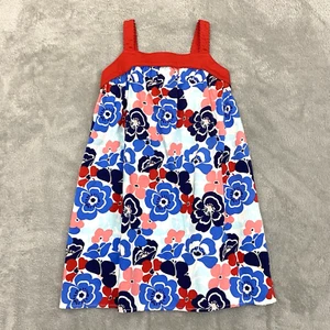 Crown & Ivy Dress Girls 8 Red White Blue Floral Sleeveless Sundress Smocked - Picture 1 of 12