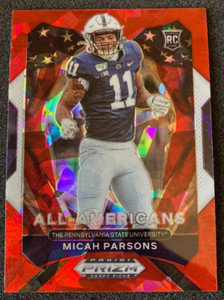 2021 Panini Prizm Draft Picks #188 All Americans Micah Parsons RED ICE RC Rookie