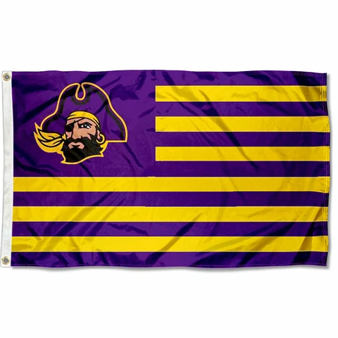 East Carolina University Pirates Stars and Stripes Nation USA Flag Cover