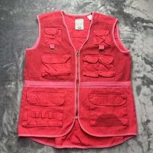 Vintage Fishing Vest Bugle Boy Medium Red Full Zip - Picture 1 of 5