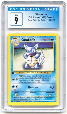 CGC 9 MINT French Wartortle/Carabaffe Base 1st Edition 1999 Pokemon 42/102  -01 - Image 1 of 2