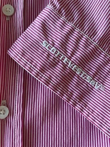 Scottevest shirt mens XL pink and white stripe - unique! - excellent condition - Picture 1 of 10