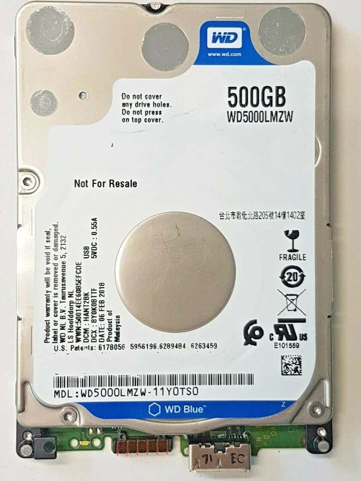 WD5000LMZW-11Y0TS0 Dcm HANT2BK Dcx 8Y0K0BTTF Sn WX51Axxxxxx 06 Feb 2018 Malaysia - Image 1 of 1