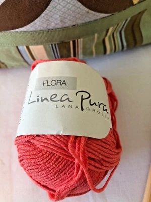 Lana Grossa Linea Pura Flora - Organic Cotton blend Sport wt soft yarn #8 Orange - Image 1 of 4
