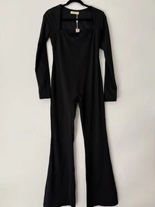 QINSEN Jumpsuits for Women Square Neck Wide Leg Full Length Romper Playsuit Sz S - Picture 1 of 13